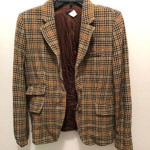J Crew Plaid Tweed Blazer w/ elbow pads. Size 8